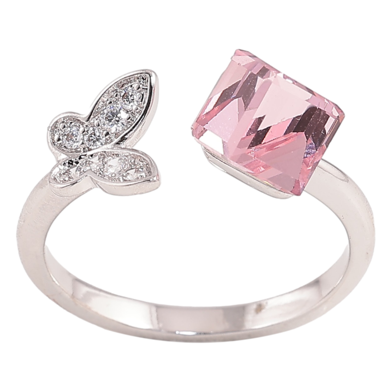 Каблучка Xuping колір Родій із кристалами Swarovski "Кристал Rose з метеликом" фото №18 Каблучка Xuping колір Родій із кристалами Swarovski "Кристал Rose з метеликом" фото №18