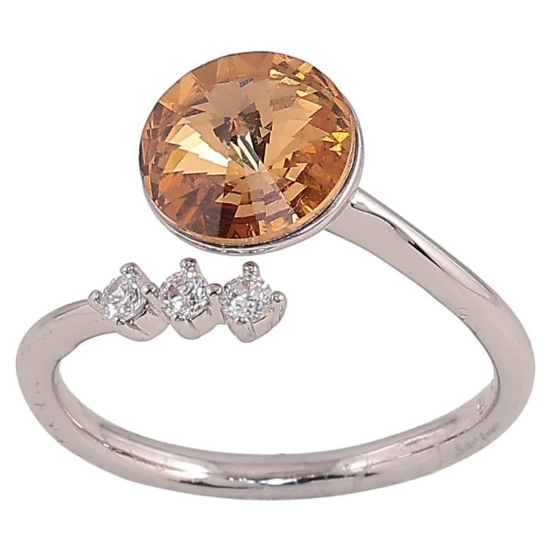Каблучка Xuping колір Родій із кристалами Swarovski "Кристал Topaz з трьома кристалами" фото №9 Каблучка Xuping колір Родій із кристалами Swarovski "Кристал Topaz з трьома кристалами" фото №9