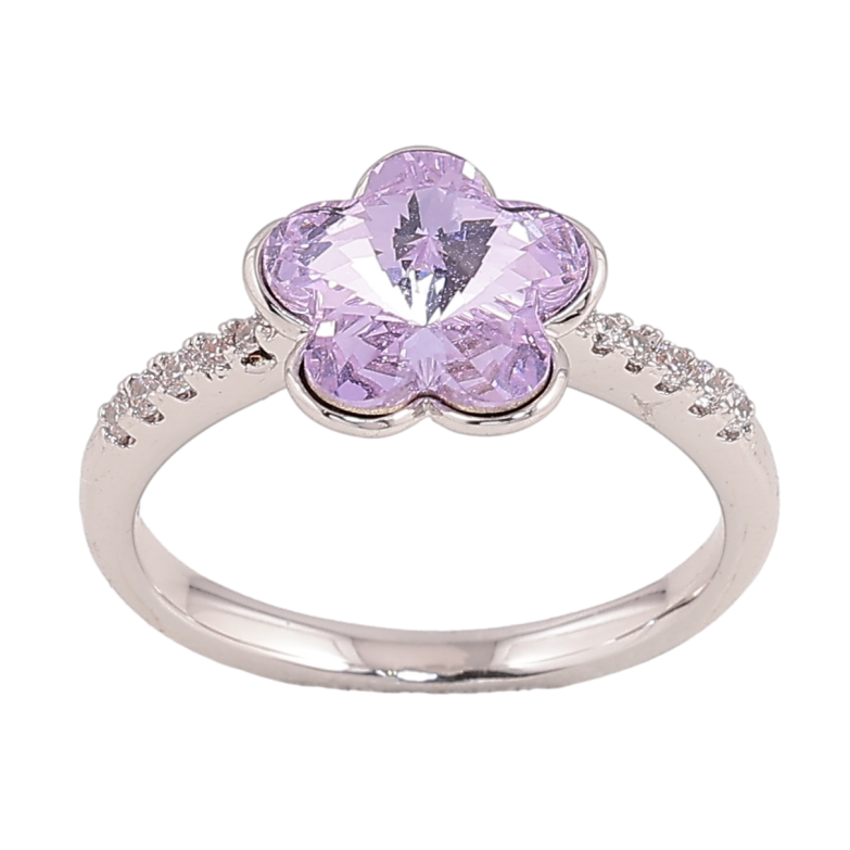 Каблучка Xuping колір Родій із кристалами Swarovski "Кристальна квіточка Tanzanite" фото №12
