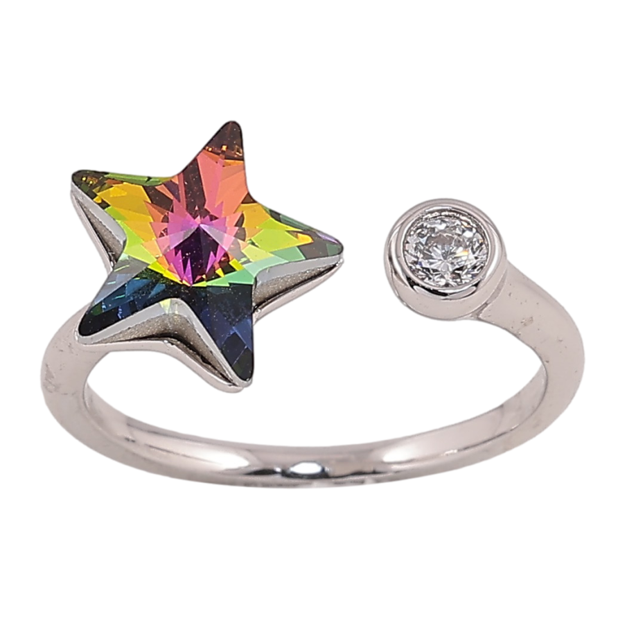 Каблучка Xuping колір Родій із кристалами Swarovski "Кристальна зірочка Vitrail Medium" фото №1