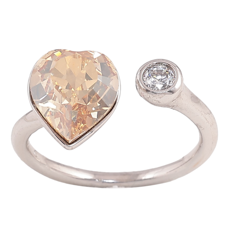 Каблучка Xuping колір Родій із кристалами Swarovski "Кристальне серце Golden Shadow" фото №13