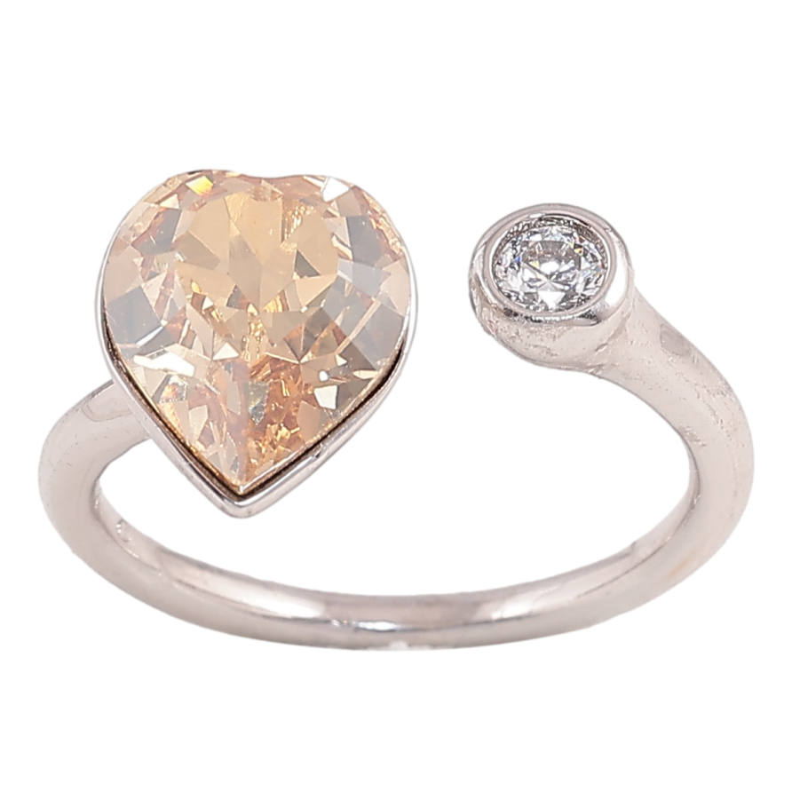 Кольцо Xuping цвет Родий с кристаллами Swarovski "Кристальное сердце Golden Shadow с кристаллом" фото №1 Кольцо Xuping цвет Родий с кристаллами Swarovski "Кристальное сердце Golden Shadow с кристаллом" фото №1