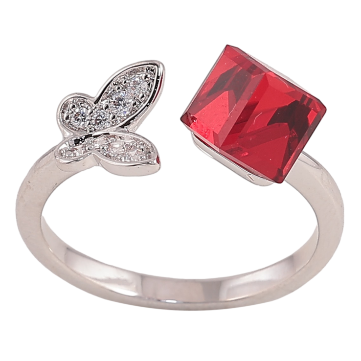 Каблучка Xuping колір Родій із кристалами Swarovski "Метелик із кристалом Siam" фото №5