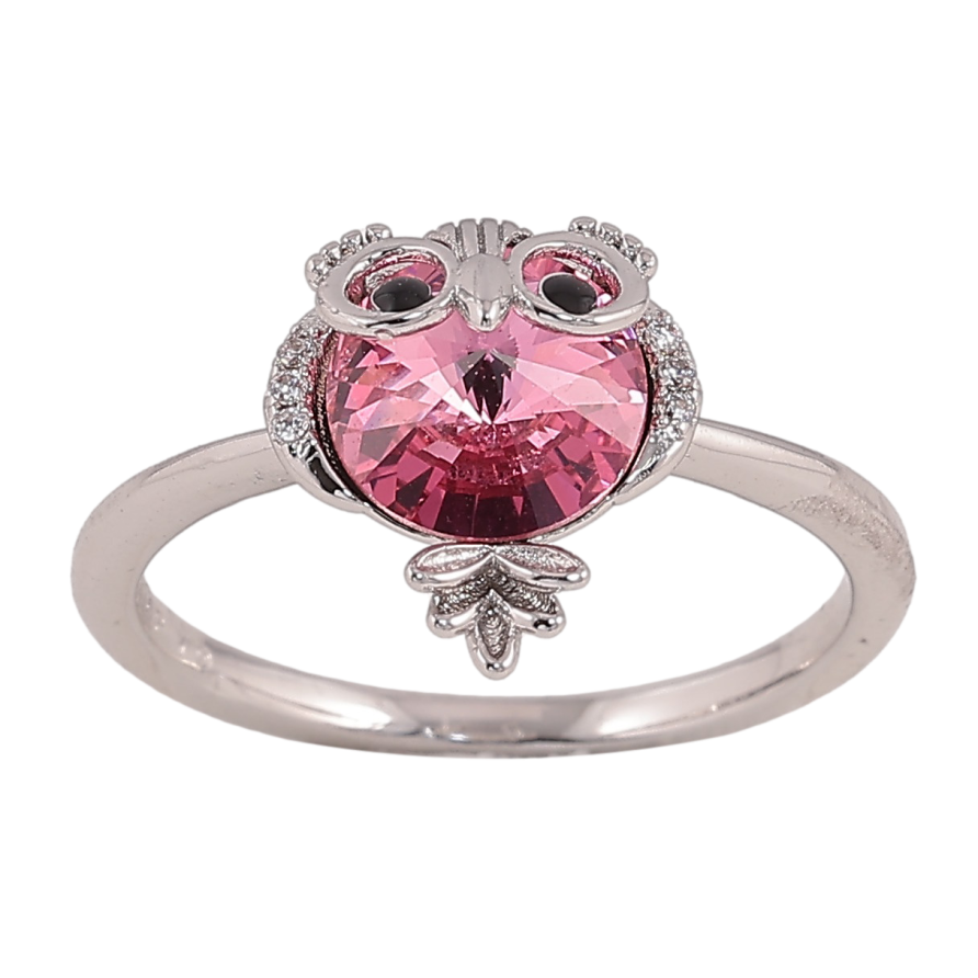 Кольцо Xuping цвет Родий с кристаллами Swarovski "Сова с кристаллом Rose" фото №1 Кольцо Xuping цвет Родий с кристаллами Swarovski "Сова с кристаллом Rose" фото №1