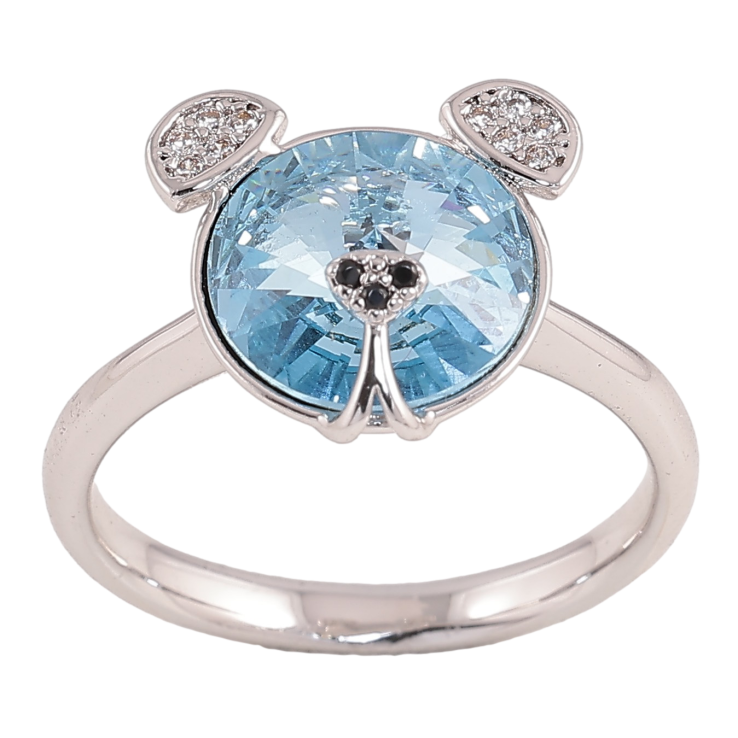 Кольцо Xuping цвет Родий с кристаллами Swarovski "Мишка кристалл Aquamarine" фото №22