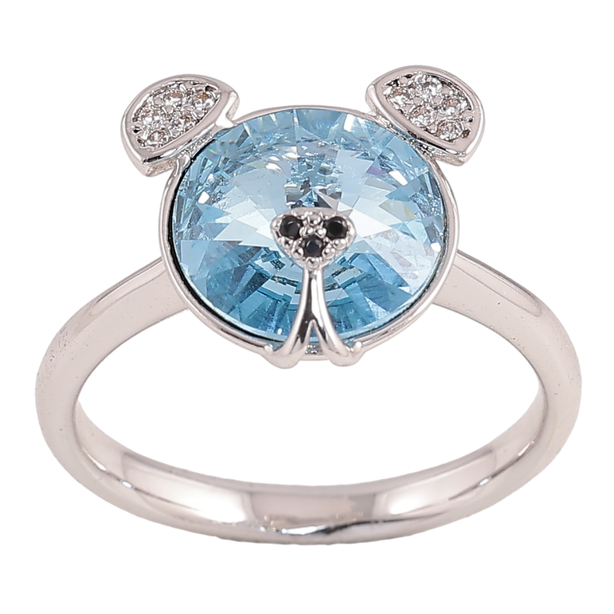 Кольцо Xuping цвет Родий с кристаллами Swarovski "Мишка кристалл Aquamarine" фото №1 Кольцо Xuping цвет Родий с кристаллами Swarovski "Мишка кристалл Aquamarine" фото №1
