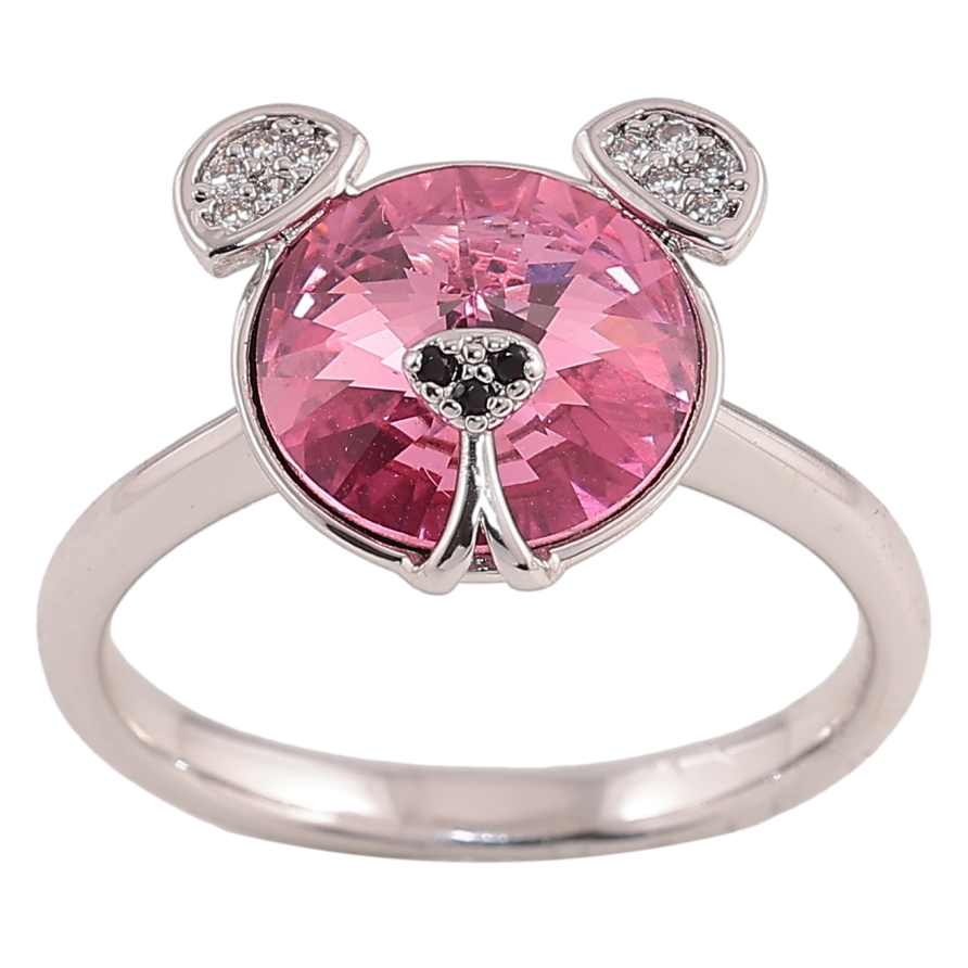 Кольцо Xuping цвет Родий с кристаллами Swarovski "Мишка кристалл Rose" фото №1 Кольцо Xuping цвет Родий с кристаллами Swarovski "Мишка кристалл Rose" фото №1