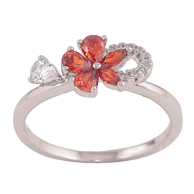 Каблучка Xuping колір Родій "Червона кристальна квітка" фото №7 Каблучка Xuping колір Родій "Червона кристальна квітка" фото №7