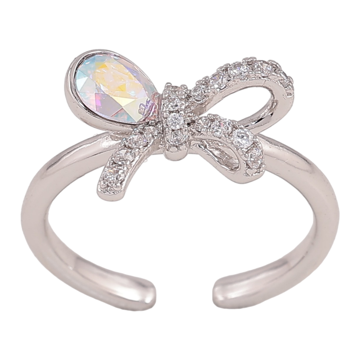 Кольцо Xuping цвет Родий с кр-ми Swarovski "Бант с кристаллом АВ" фото №4