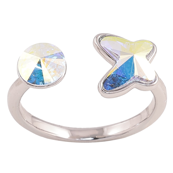 Каблучка Xuping колір Родій з кр-ми Swarovski "Два кристали АВ" фото №17 Каблучка Xuping колір Родій з кр-ми Swarovski "Два кристали АВ" фото №17