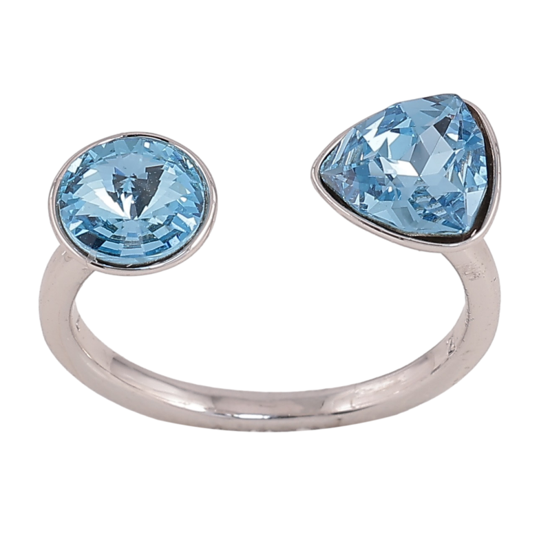 Каблучка Xuping колір Родій з кр-ми Swarovski "Два кристали Aquamarine" фото №1 Каблучка Xuping колір Родій з кр-ми Swarovski "Два кристали Aquamarine" фото №1