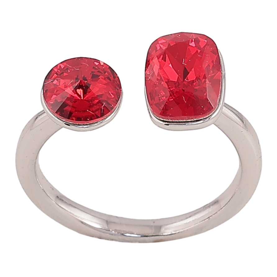 Каблучка Xuping колір Родій з кр-ми Swarovski "Два кристали Siam" фото №1 Каблучка Xuping колір Родій з кр-ми Swarovski "Два кристали Siam" фото №1