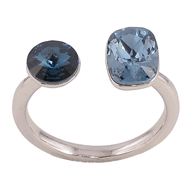 Каблучка Xuping колір Родій з кр-ми Swarovski "Два кристали Montana" фото №15