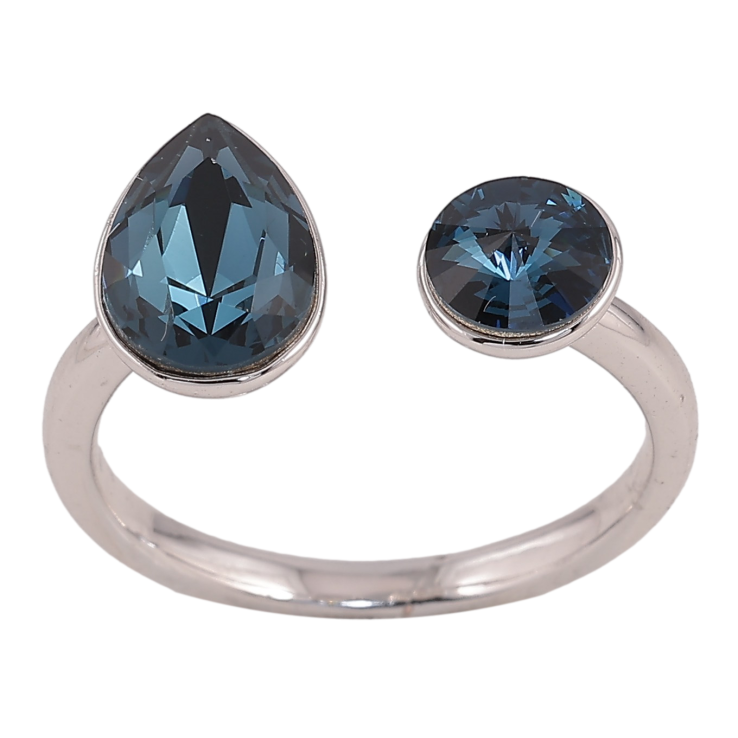 Каблучка Xuping колір Родій з кр-ми Swarovski "Два кристали Montana" фото №7 Каблучка Xuping колір Родій з кр-ми Swarovski "Два кристали Montana" фото №7