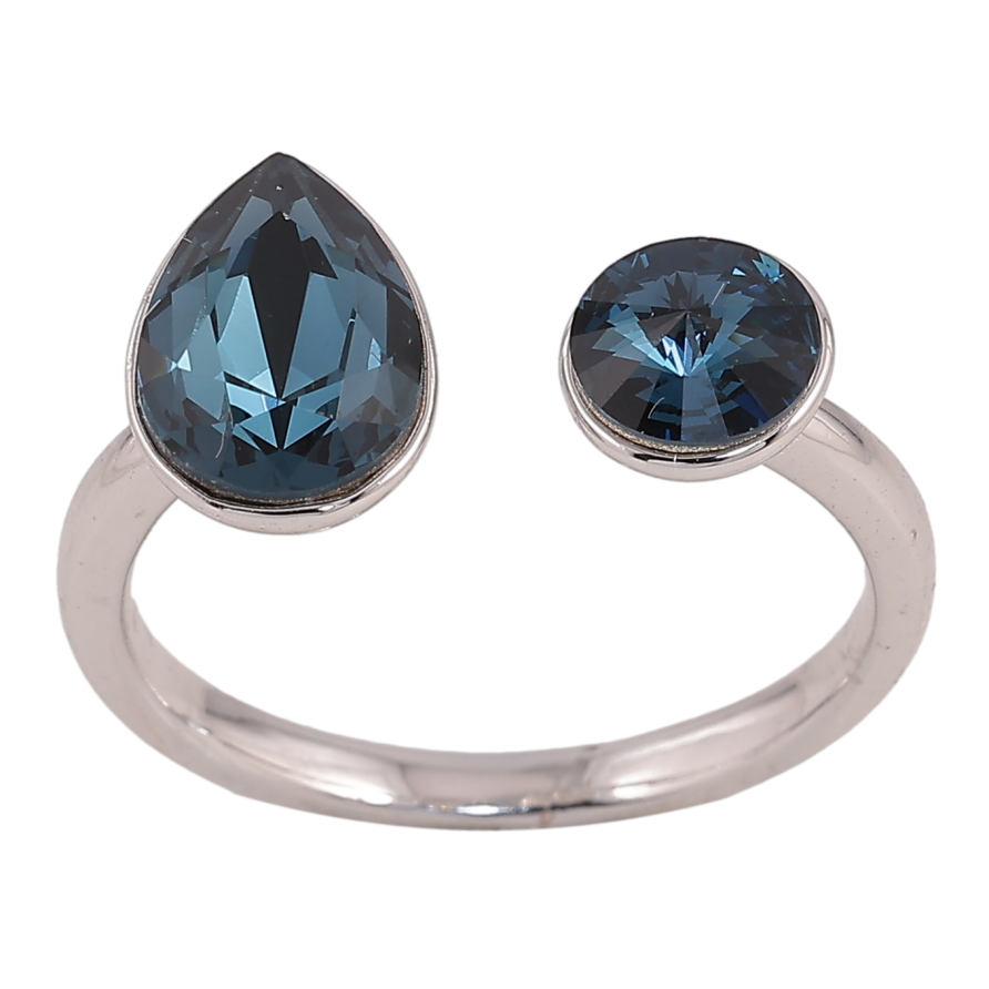 Кольцо Xuping цвет Родий с кр-ми Swarovski "Два кристалла Montana" фото №1