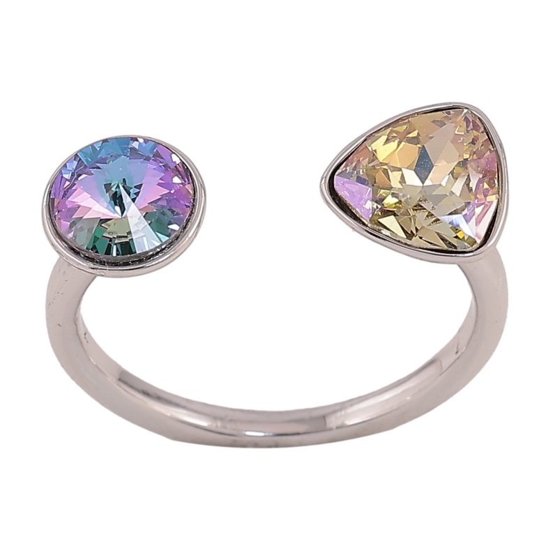 Кольцо Xuping цвет Родий с кр-ми Swarovski "Два кристалла Paradise Shine и Luminous Green" фото №1 Кольцо Xuping цвет Родий с кр-ми Swarovski "Два кристалла Paradise Shine и Luminous Green" фото №1