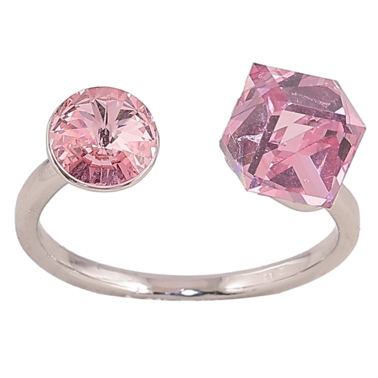 Каблучка Xuping колір Родій з кр-ми Swarovski "Два кристали Rose" фото №9