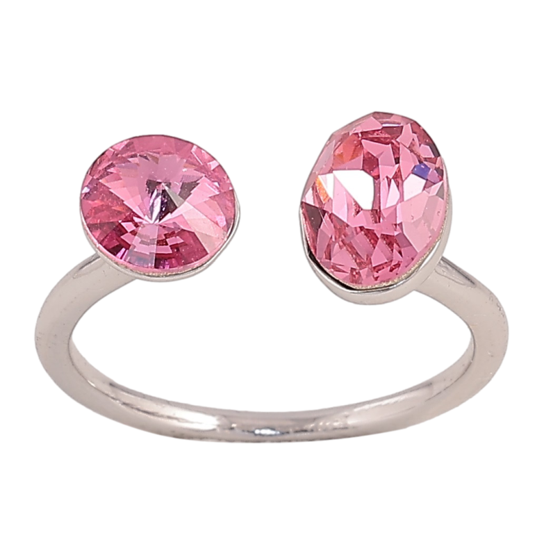 Каблучка Xuping колір Родій з кр-ми Swarovski "Два кристали Rose" фото №7