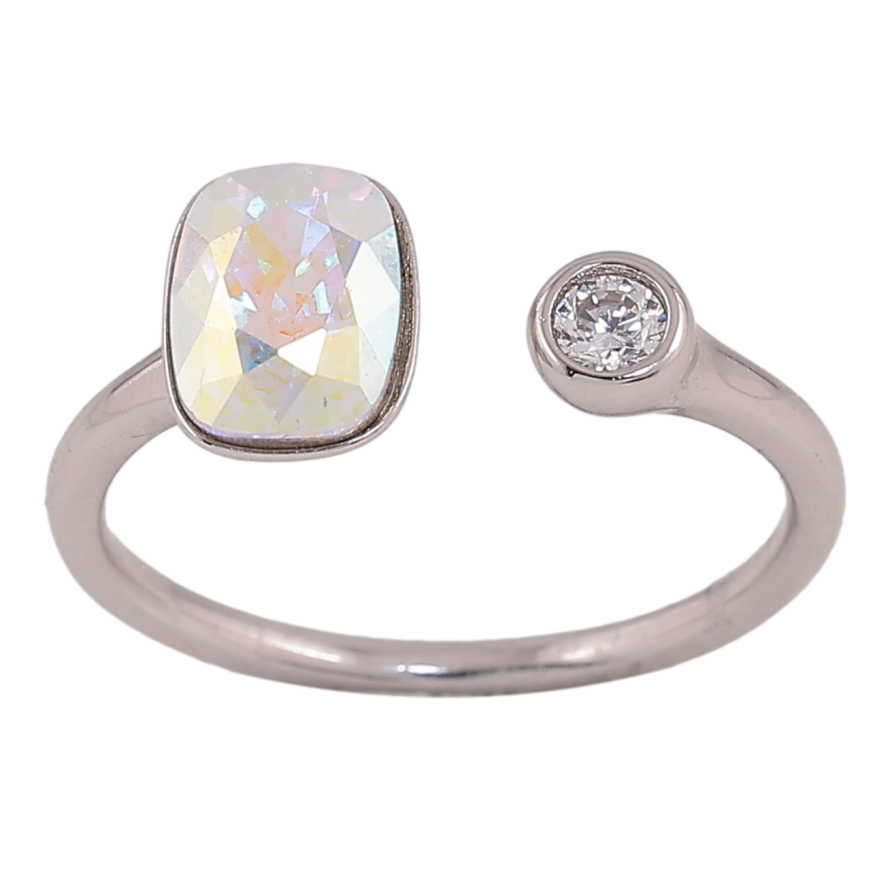Кольцо Xuping цвет Родий с кр-ми Swarovski "Кристалл АВ с кристаллом" фото №1