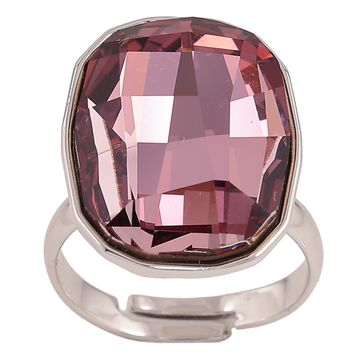 Каблучка Xuping колір Родій з кр-ми Swarovski "Кристал Amethyst, 21х16мм" фото №13