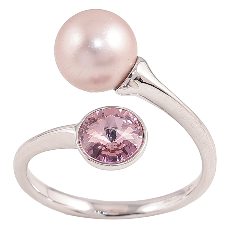 Каблучка Xuping колір Родій з кр-ми Swarovski "Кристал Amethyst з перлиною" фото №19