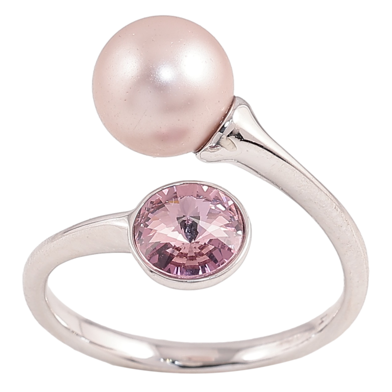 Каблучка Xuping колір Родій з кр-ми Swarovski "Кристал Amethyst з перлиною" фото №2