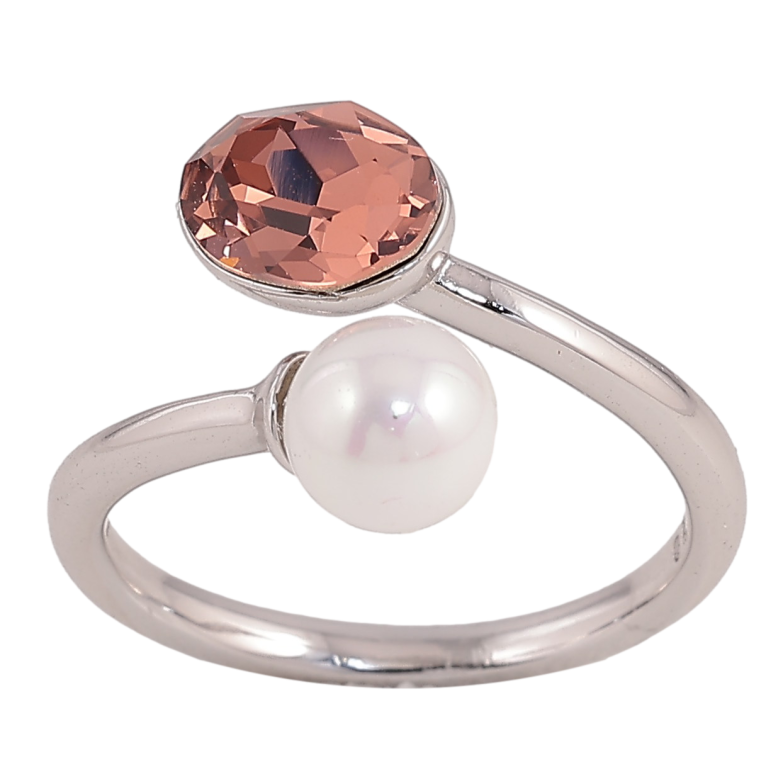 Кольцо Xuping цвет Родий с кр-ми Swarovski "Кристалл Antique Pink с жемчужиной" фото №21 Кольцо Xuping цвет Родий с кр-ми Swarovski "Кристалл Antique Pink с жемчужиной" фото №21