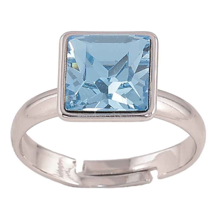 Каблучка Xuping колір Родій з кр-ми Swarovski "Кристал Aquamarine" 10х10мм фото №7