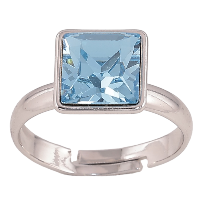 Кольцо Xuping цвет Родий с кр-ми Swarovski "Кристалл Aquamarine" 10х10мм фото №10