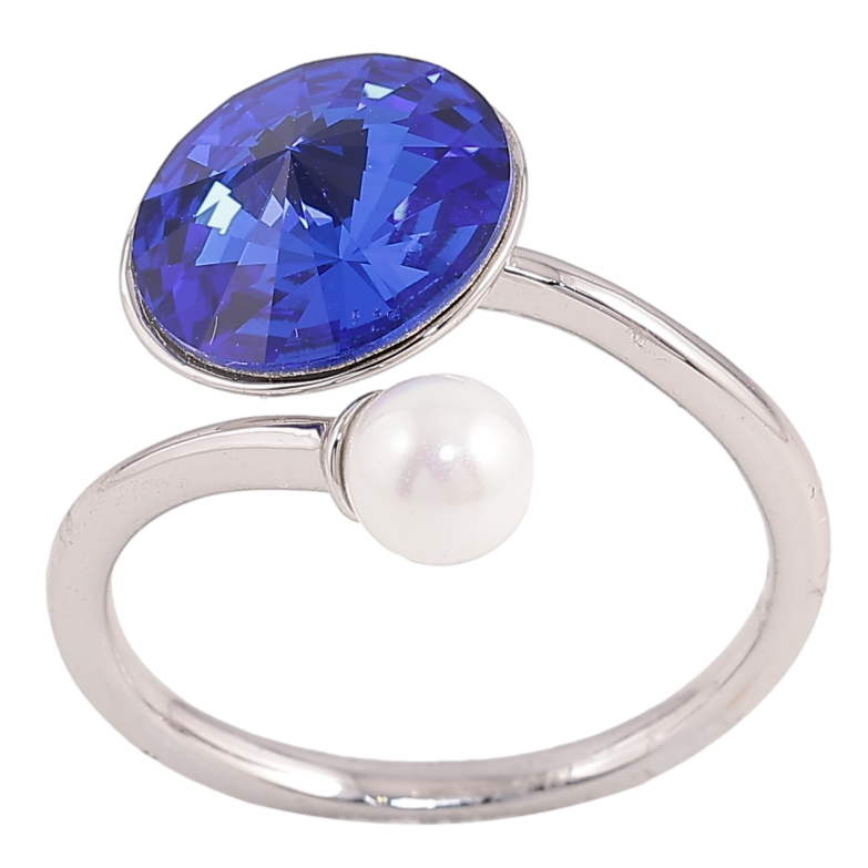 Каблучка Xuping колір Родій з кр-ми Swarovski "Кристал Capri Blue з перлиною, ø 5мм и 11мм" фото №15 Каблучка Xuping колір Родій з кр-ми Swarovski "Кристал Capri Blue з перлиною, ø 5мм и 11мм" фото №15