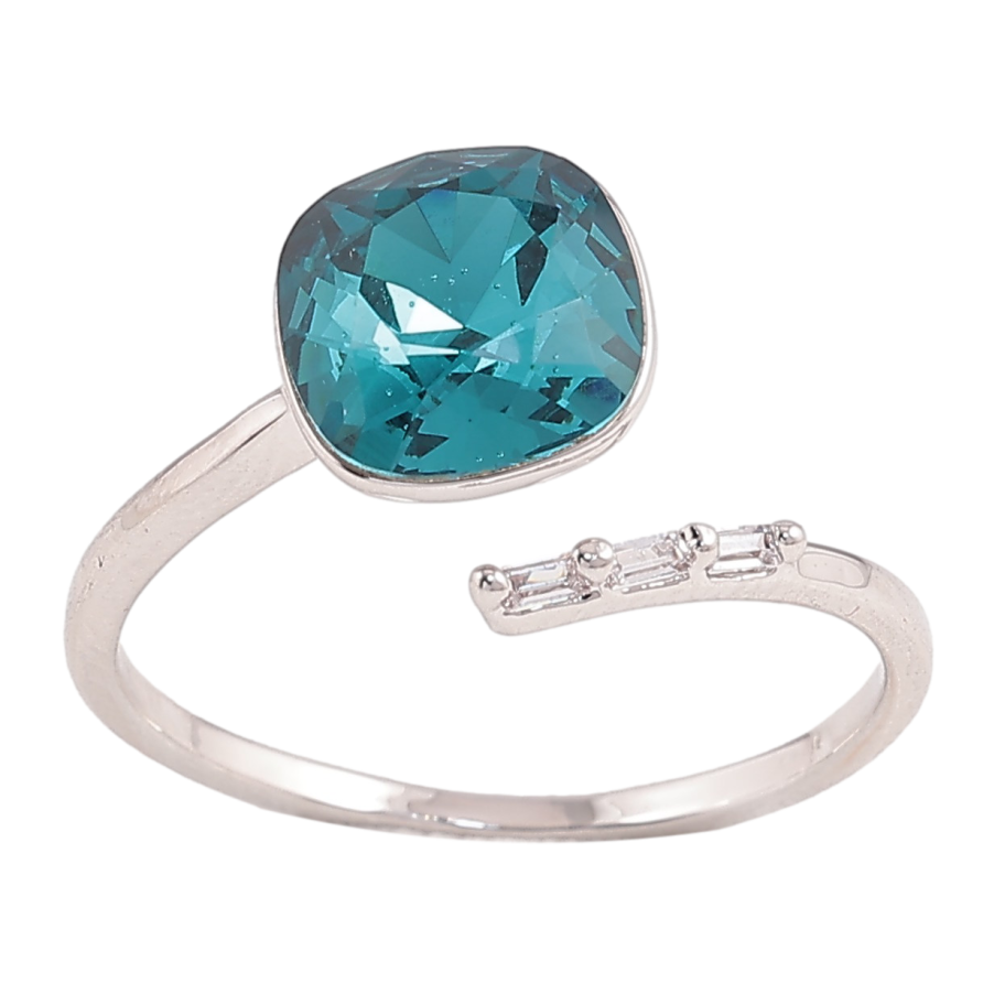Каблучка Xuping колір Родій з кр-ми Swarovski "Кристал Blue Zircon" фото №1