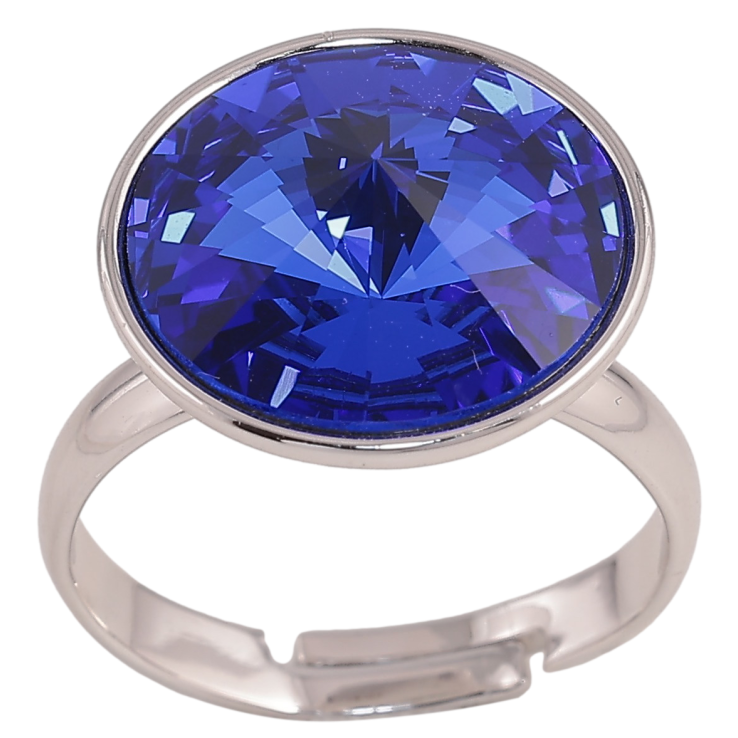 Каблучка Xuping колір Родій з кр-ми Swarovski "Кристал Capri Blue ø 16мм" фото №24