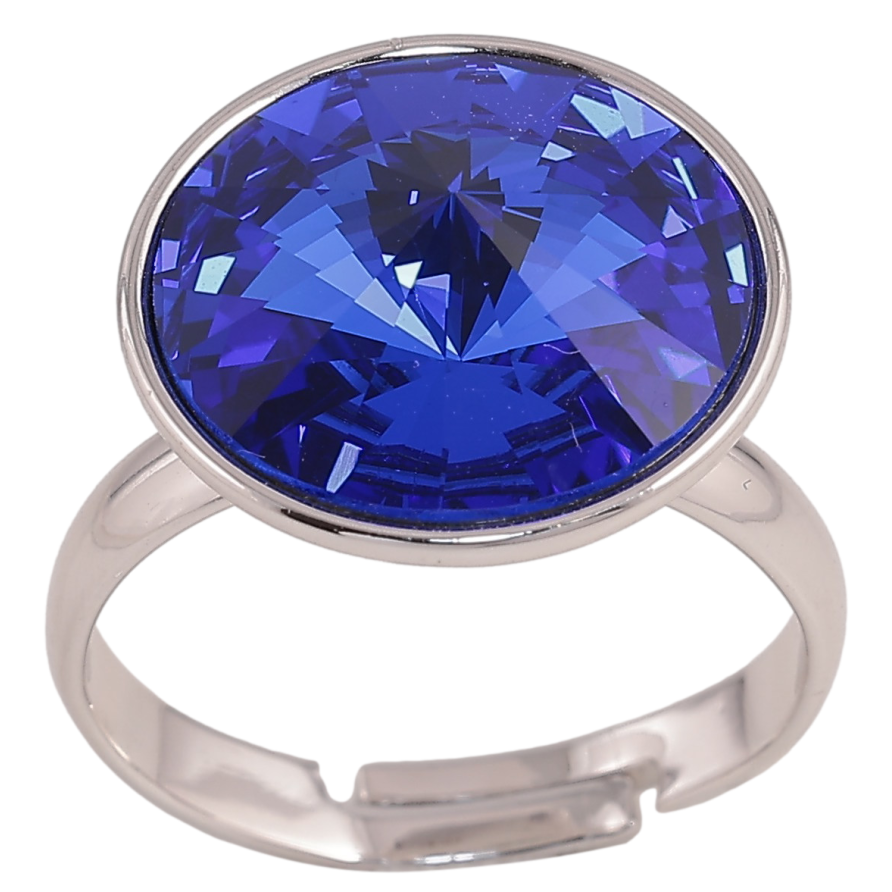 Кольцо Xuping цвет Родий с кр-ми Swarovski "Кристалл Capri Blue ø 16мм" фото №1 Кольцо Xuping цвет Родий с кр-ми Swarovski "Кристалл Capri Blue ø 16мм" фото №1