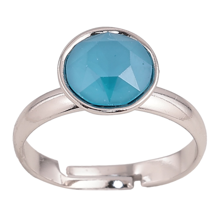 Каблучка Xuping колір Родій з кр-ми Swarovski "Кристал Caribbean Blue Opal" ø 10мм фото №24