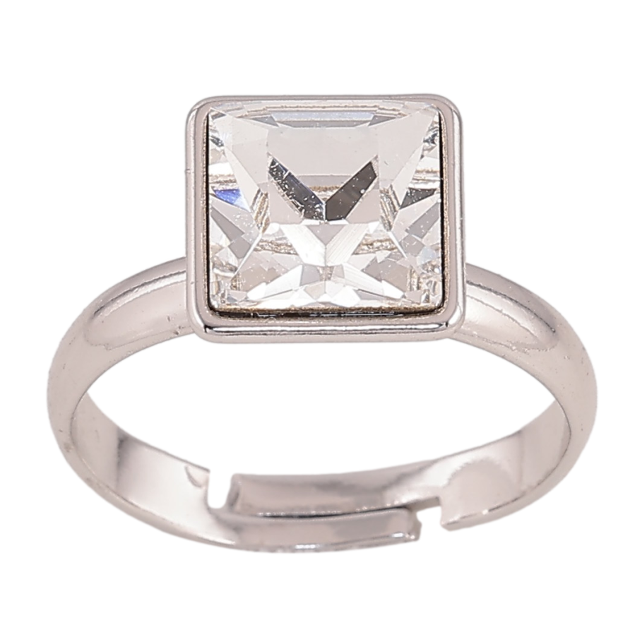 Кольцо Xuping цвет Родий с кр-ми Swarovski "Кристалл Clear" 10х10мм фото №1 Кольцо Xuping цвет Родий с кр-ми Swarovski "Кристалл Clear" 10х10мм фото №1
