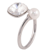 Каблучка Xuping колір Родій з кр-ми Swarovski "Кристал Clear з перлиною, ø 10мм та 6мм" фото №2 Каблучка Xuping колір Родій з кр-ми Swarovski "Кристал Clear з перлиною, ø 10мм та 6мм" фото №2