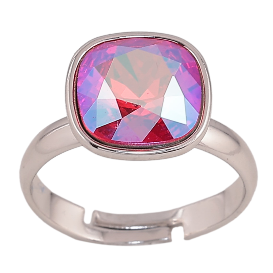 Кольцо Xuping цвет Родий с кр-ми Swarovski "Кристалл Fuchsia Shimmer" 12х12мм фото №1 Кольцо Xuping цвет Родий с кр-ми Swarovski "Кристалл Fuchsia Shimmer" 12х12мм фото №1