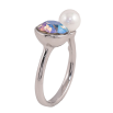 Кольцо Xuping цвет Родий с кр-ми Swarovski "Кристалл Erinite АВ с жемчугом, ø 6мм и 9мм" фото №3 Кольцо Xuping цвет Родий с кр-ми Swarovski "Кристалл Erinite АВ с жемчугом, ø 6мм и 9мм" фото №3