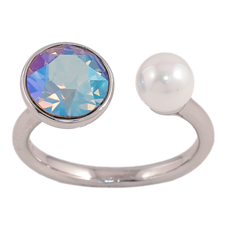 Кольцо Xuping цвет Родий с кр-ми Swarovski "Кристалл Erinite АВ с жемчугом, ø 6мм и 9мм" фото №14 Кольцо Xuping цвет Родий с кр-ми Swarovski "Кристалл Erinite АВ с жемчугом, ø 6мм и 9мм" фото №14