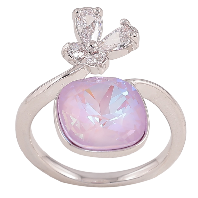 Каблучка Xuping колір Родій з кр-ми Swarovski "Кристал Lavender Delite з метеликом" фото №3 Каблучка Xuping колір Родій з кр-ми Swarovski "Кристал Lavender Delite з метеликом" фото №3