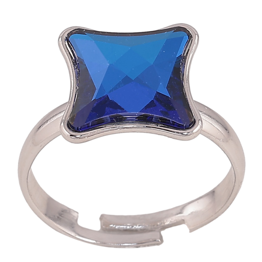 Каблучка Xuping колір Родій з кр-ми Swarovski "Кристал Metallic Blue" фото №1