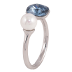 Кольцо Xuping цвет Родий с кр-ми Swarovski "Кристалл Montana с жемчугом, ø 6мм, 6х8мм" фото №2