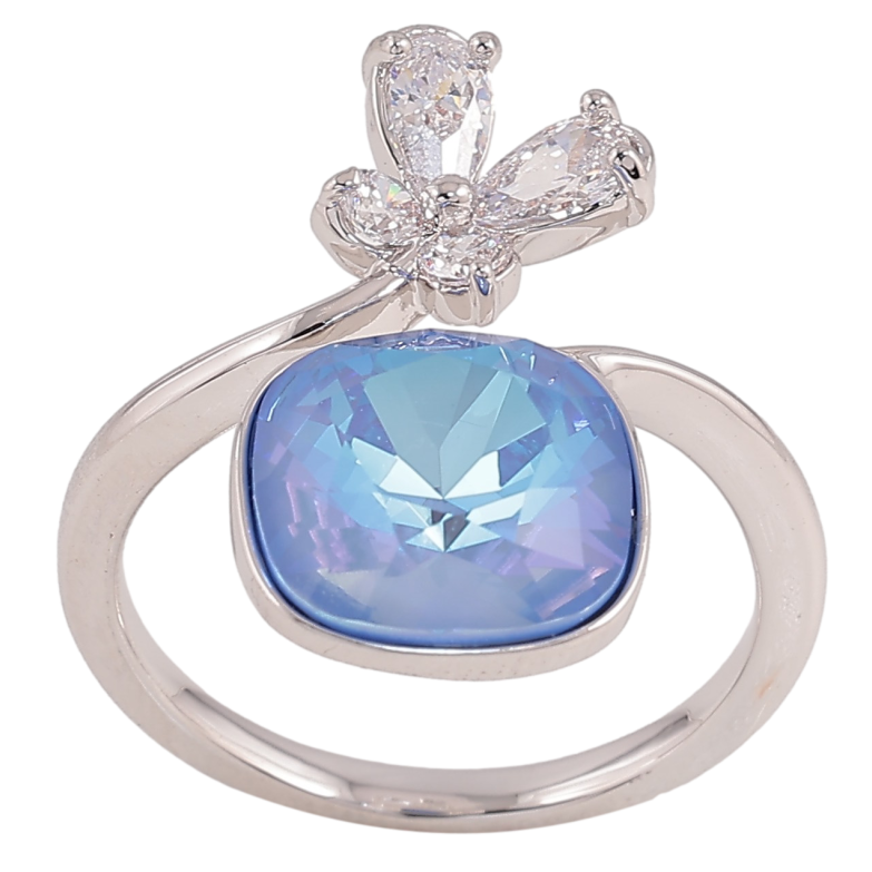 Каблучка Xuping колір Родій з кр-ми Swarovski "Кристал Ocean Delite з метеликом" фото №10 Каблучка Xuping колір Родій з кр-ми Swarovski "Кристал Ocean Delite з метеликом" фото №10