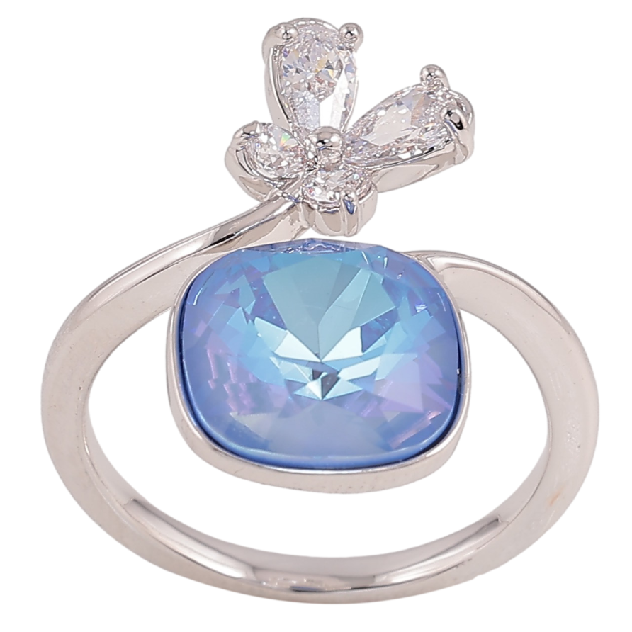 Кольцо Xuping цвет Родий с кр-ми Swarovski "Кристалл Ocean Delite с бабочкой" фото №1 Кольцо Xuping цвет Родий с кр-ми Swarovski "Кристалл Ocean Delite с бабочкой" фото №1