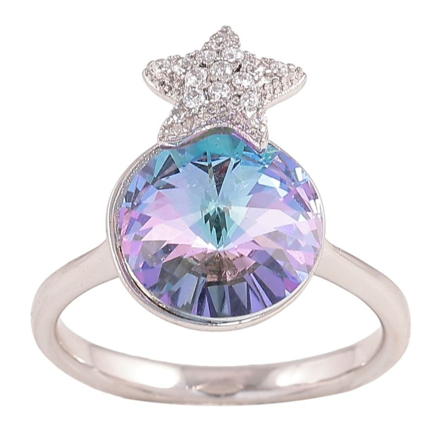 Каблучка Xuping колір Родій з кр-ми Swarovski "Кристал Paradise Shine із зіркою" фото №1
