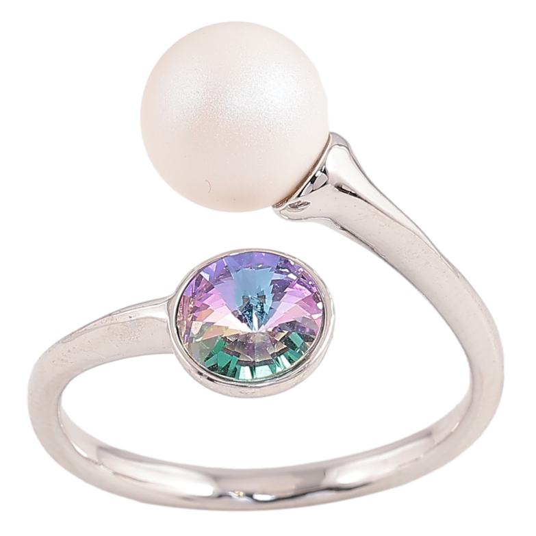 Каблучка Xuping колір Родій з кр-ми Swarovski "Кристал Paradise Shine з матовою перлиною" фото №2 Каблучка Xuping колір Родій з кр-ми Swarovski "Кристал Paradise Shine з матовою перлиною" фото №2