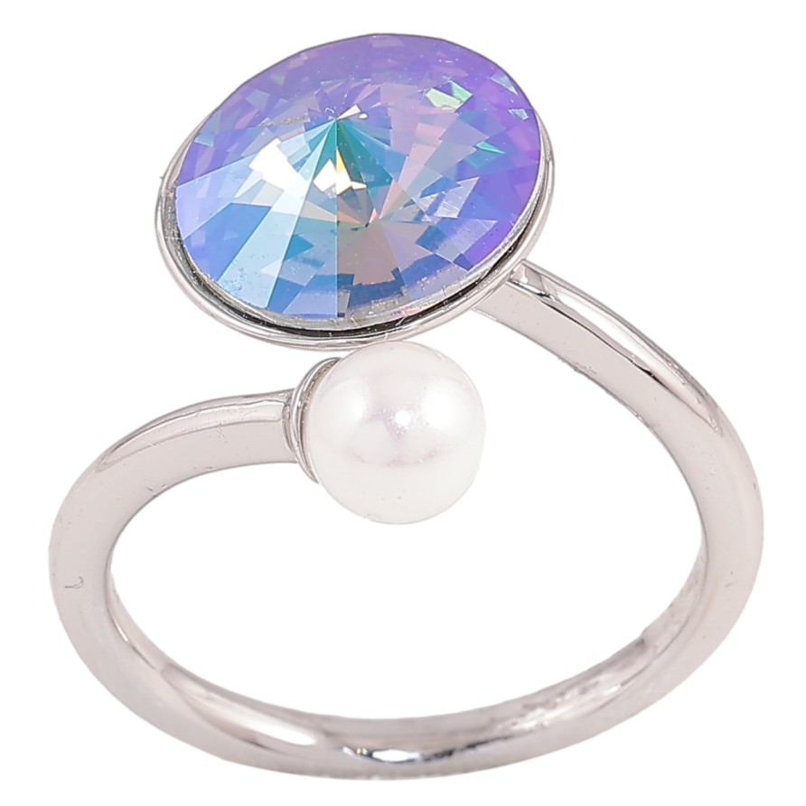 Кольцо Xuping цвет Родий с кр-ми Swarovski "Кристалл Paradise Shine с жемчужиной, ø 5мм и 11мм" фото №1 Кольцо Xuping цвет Родий с кр-ми Swarovski "Кристалл Paradise Shine с жемчужиной, ø 5мм и 11мм" фото №1
