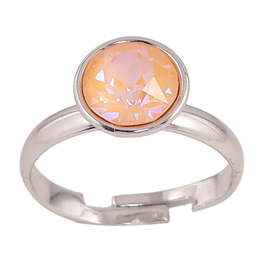 Кольцо Xuping цвет Родий с кр-ми Swarovski "Кристалл Peach Delite" ø 10мм фото №1