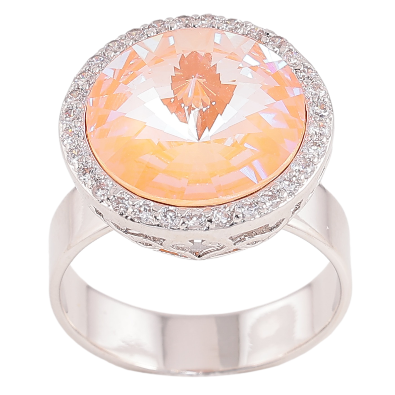 Каблучка Xuping колір Родій з кр-ми Swarovski "Кристал Peach Delite в обрамленні ø 18мм" фото №12 Каблучка Xuping колір Родій з кр-ми Swarovski "Кристал Peach Delite в обрамленні ø 18мм" фото №12
