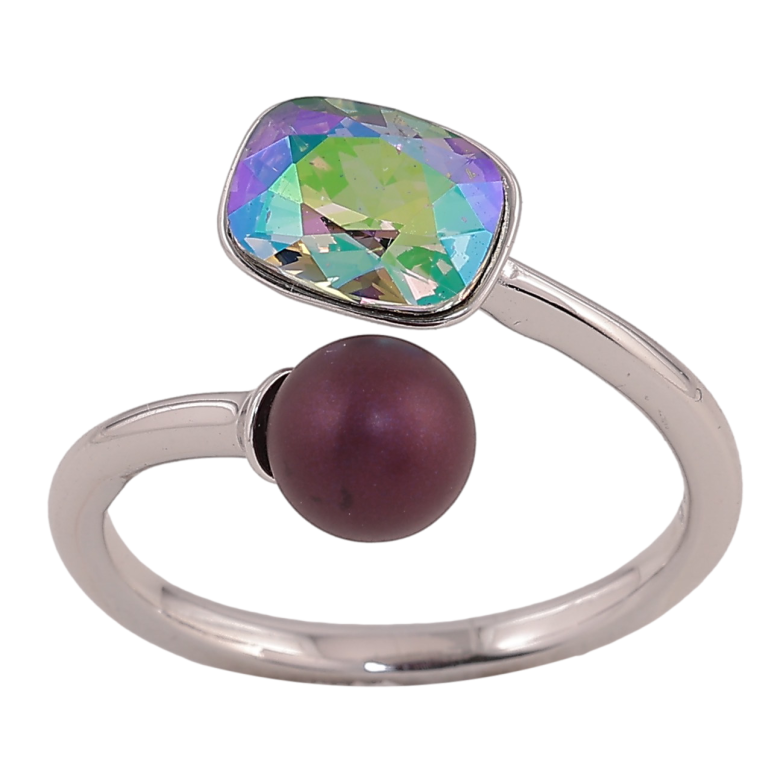 Кольцо Xuping цвет Родий с кр-ми Swarovski "Кристалл Peridot Shimmer с шариком, ø 6мм, 6х8мм" фото №1